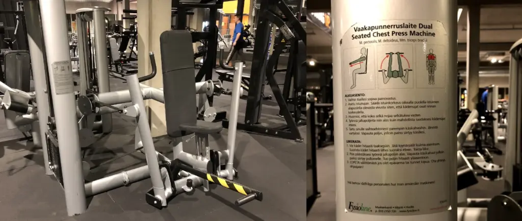Fysioline alavinopenkkipunnerrus. Decline chest press machine. Balls to the wall blogi