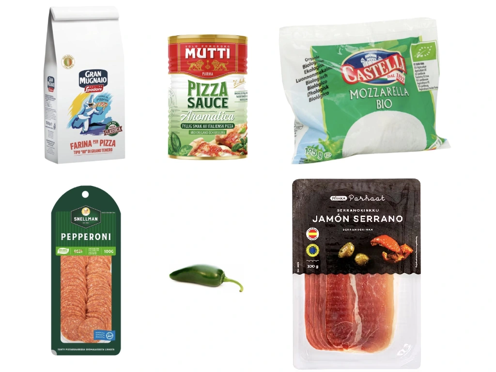 Maailman parhaan pizzan ainesosat. Pizza Pepperone. Roope Garcia Lappeenranta.